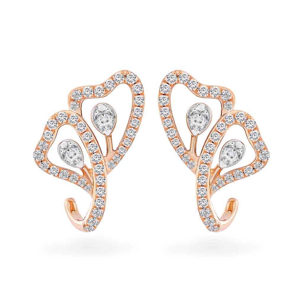 Hoa tai vàng hồng 18K gắn kim cương DOJI AFER000340D3DA1 
