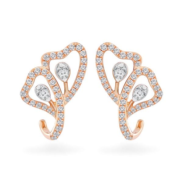 Hoa tai vàng hồng 18K gắn kim cương DOJI AFER000340D3DA1