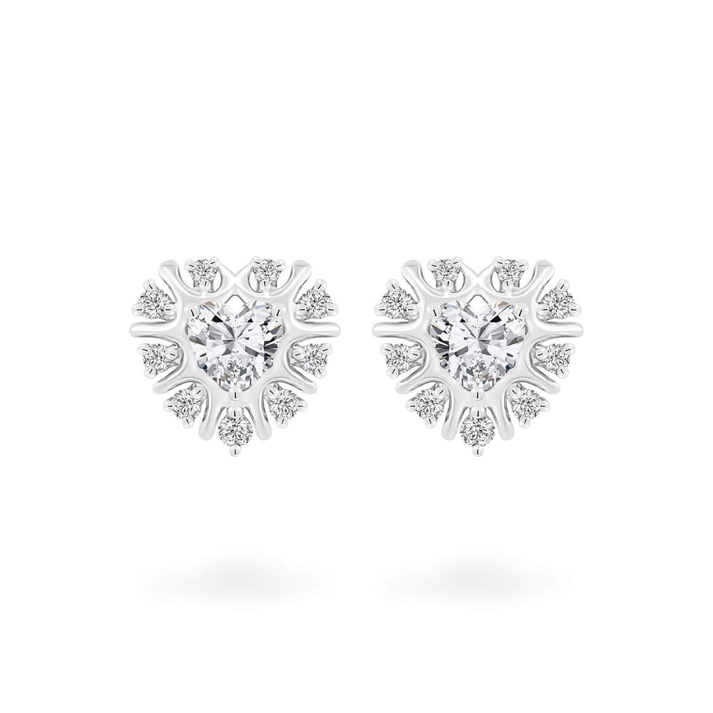 Hoa tai vàng trắng 14K gắn kim cương DOJI AFER000396F2DA1 