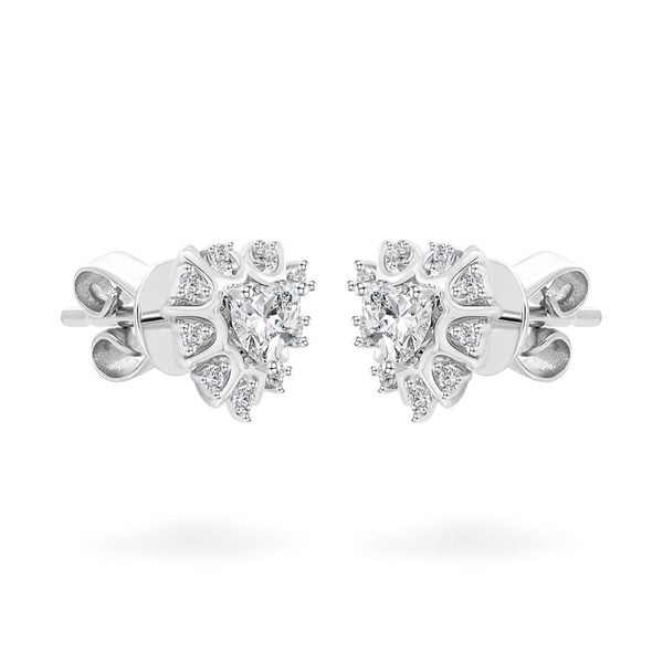 Hoa tai vàng trắng 14K gắn kim cương DOJI AFER000396F2DA1