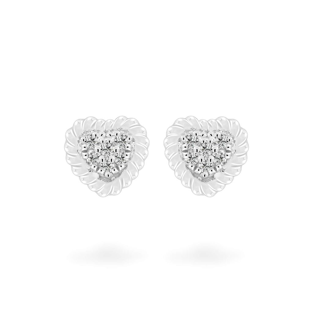 Hoa tai vàng trắng 14K gắn kim cương DOJI AFER400001F2DA1 