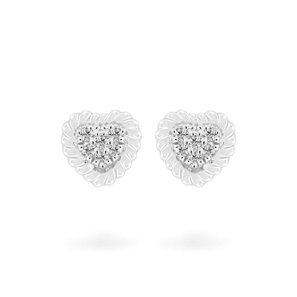 Hoa tai vàng trắng 14K gắn kim cương DOJI AFER400001F2DA1