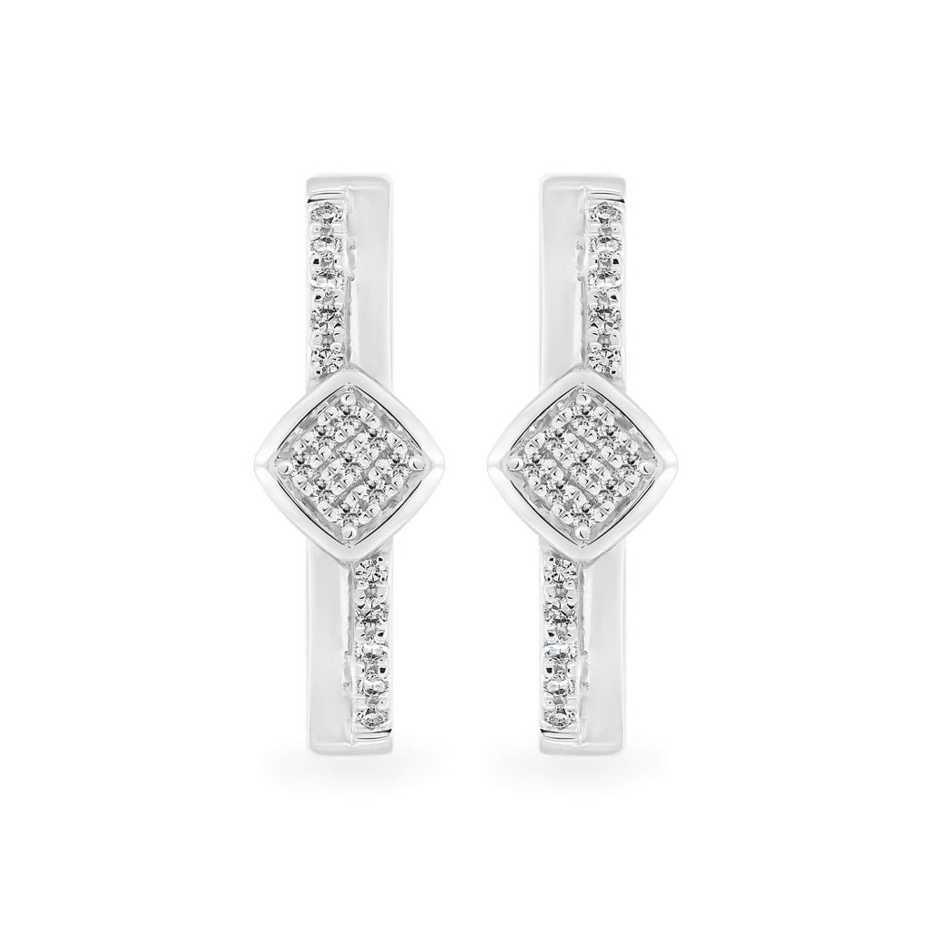 Hoa tai vàng trắng 14K gắn kim cương DOJI AFER400040F2DA1 