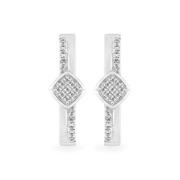 Hoa tai vàng trắng 14K gắn kim cương DOJI AFER400040F2DA1