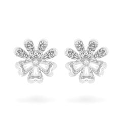 Hoa tai vàng trắng 14K gắn kim cương DOJI AFER400065F2DA1