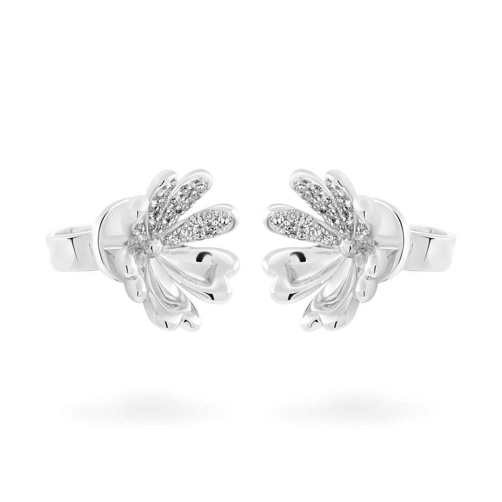 Hoa tai vàng trắng 14K gắn kim cương DOJI AFER400065F2DA1 