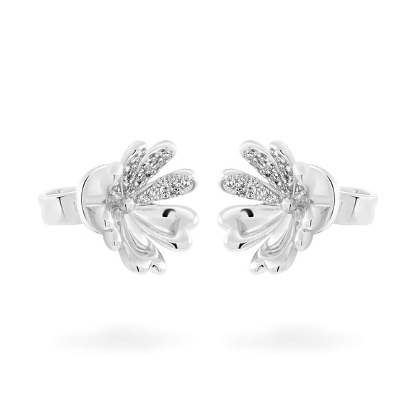 Hoa tai vàng trắng 14K gắn kim cương DOJI AFER400065F2DA1