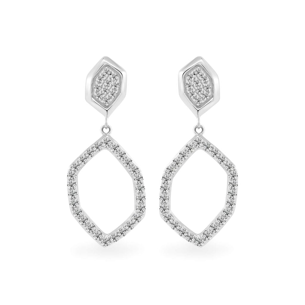 Hoa tai vàng trắng 14K gắn kim cương DOJI AFER400110F2DA1 