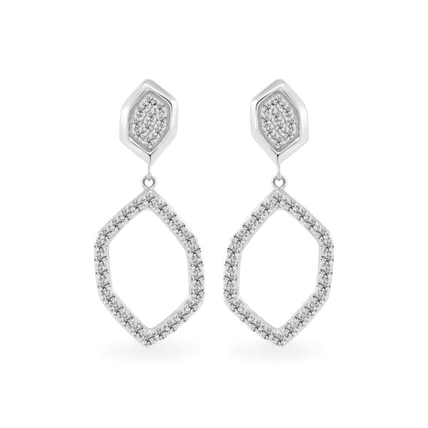 Hoa tai vàng trắng 14K gắn kim cương DOJI AFER400110F2DA1