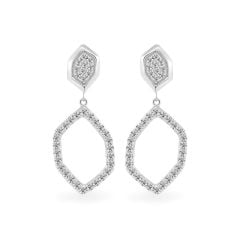 Hoa tai vàng trắng 14K gắn kim cương DOJI AFER400110F2DA1