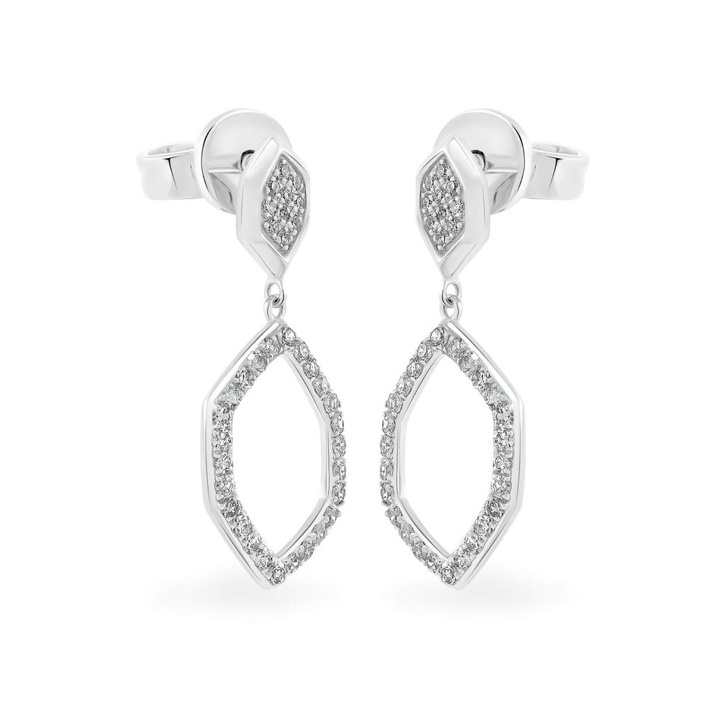 Hoa tai vàng trắng 14K gắn kim cương DOJI AFER400110F2DA1 