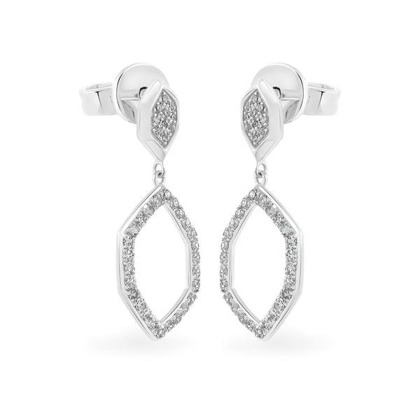 Hoa tai vàng trắng 14K gắn kim cương DOJI AFER400110F2DA1