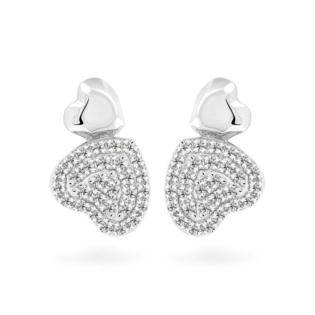 Hoa tai vàng trắng 14K gắn kim cương DOJI AFER400117F2DA1 