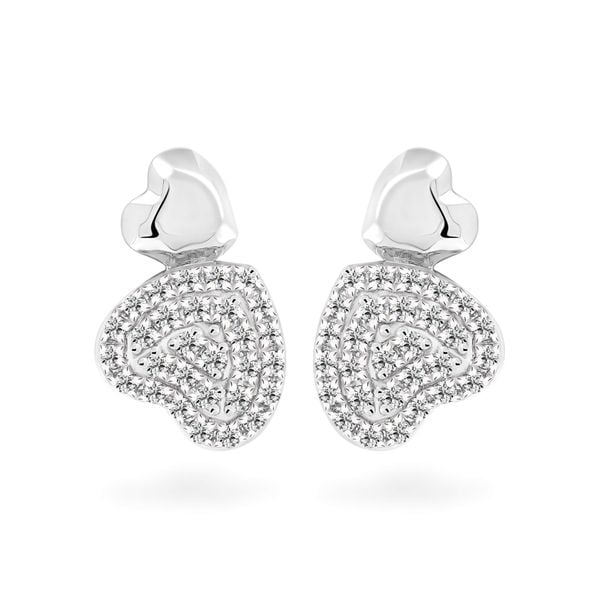 Hoa tai vàng trắng 14K gắn kim cương DOJI AFER400117F2DA1