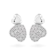 Hoa tai vàng trắng 14K gắn kim cương DOJI AFER400117F2DA1