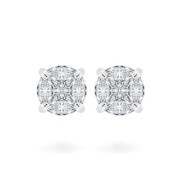 Hoa tai vàng trắng 14K gắn kim cương DOJI AFER400125F2DA1
