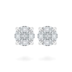 Hoa tai vàng trắng 14K gắn kim cương DOJI AFER400125F2DA1