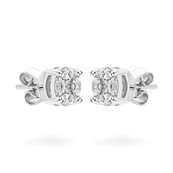 Hoa tai vàng trắng 14K gắn kim cương DOJI AFER400125F2DA1