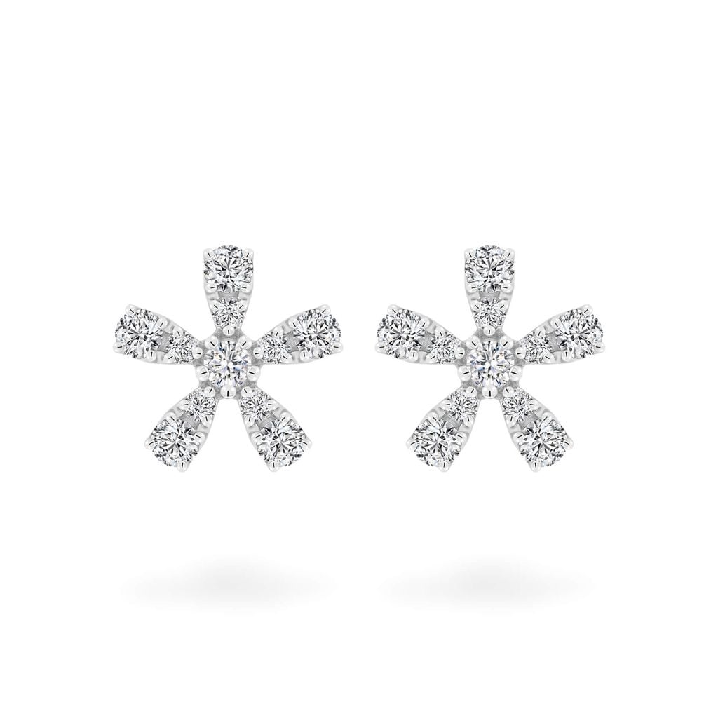 Hoa tai vàng trắng 14K gắn kim cương DOJI AFER400128F2DA1 