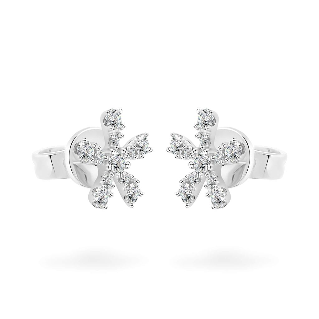 Hoa tai vàng trắng 14K gắn kim cương DOJI AFER400128F2DA1 