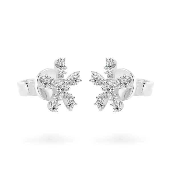 Hoa tai vàng trắng 14K gắn kim cương DOJI AFER400128F2DA1