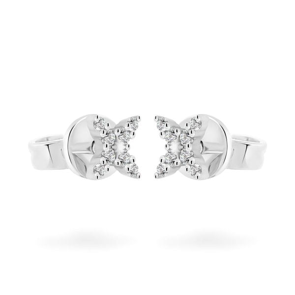 Hoa tai vàng trắng 14K gắn kim cương DOJI AFER400129F2DA1