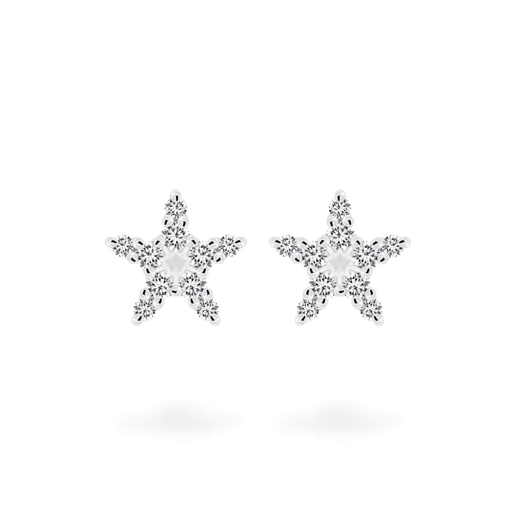 Hoa tai vàng trắng 14K gắn kim cương DOJI AFER400130F2DA1 