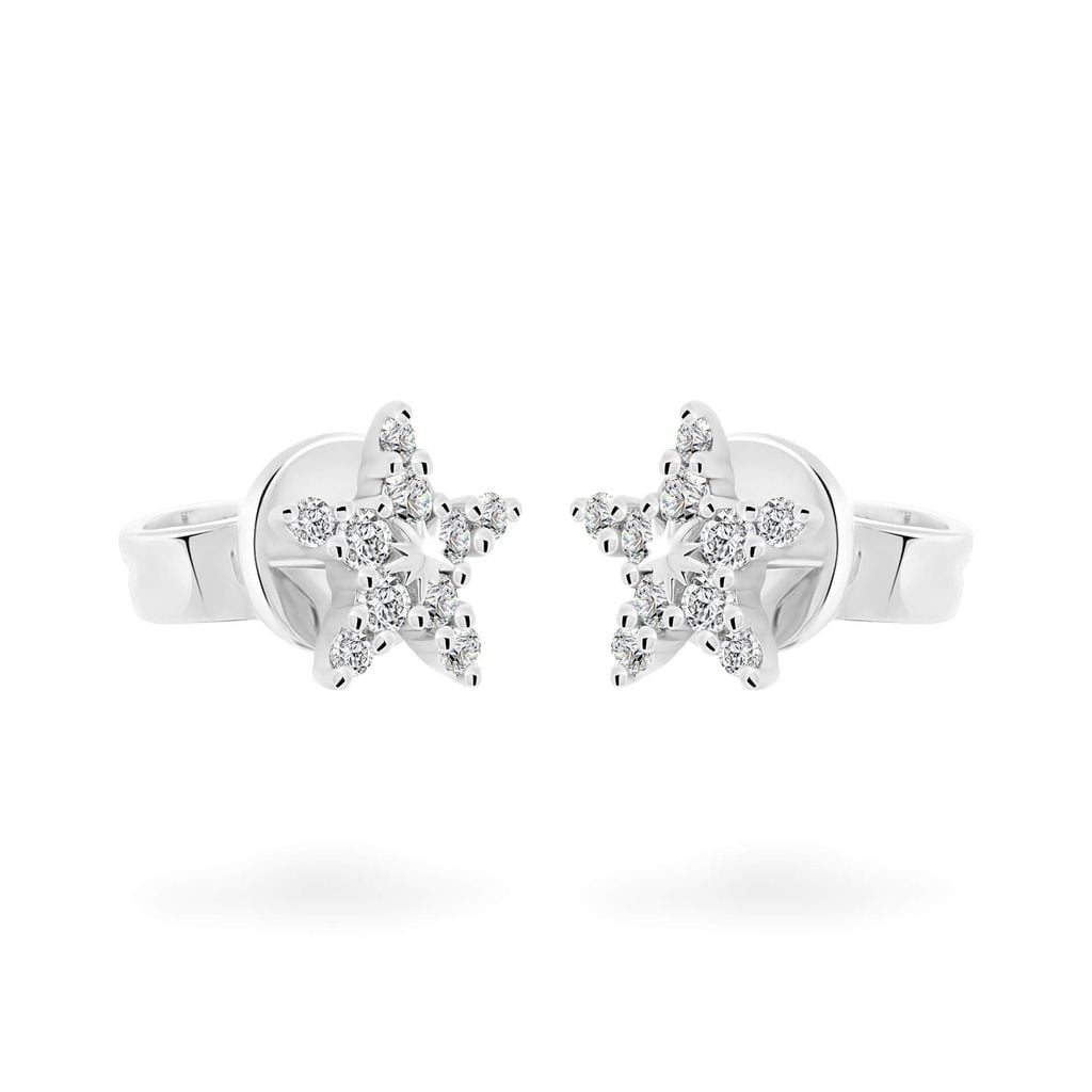 Hoa tai vàng trắng 14K gắn kim cương DOJI AFER400130F2DA1 