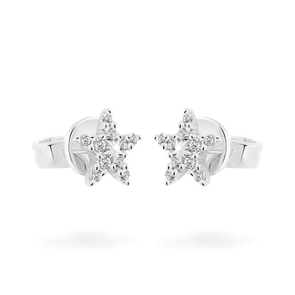 Hoa tai vàng trắng 14K gắn kim cương DOJI AFER400130F2DA1