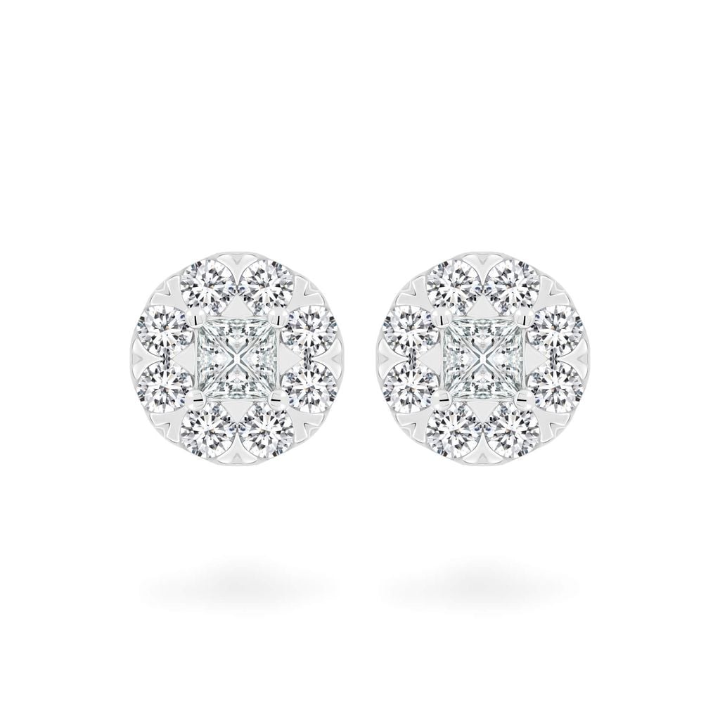 Hoa tai vàng trắng 14K gắn kim cương DOJI AFER400152F2DA1 