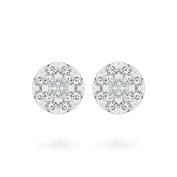 Hoa tai vàng trắng 14K gắn kim cương DOJI AFER400152F2DA1