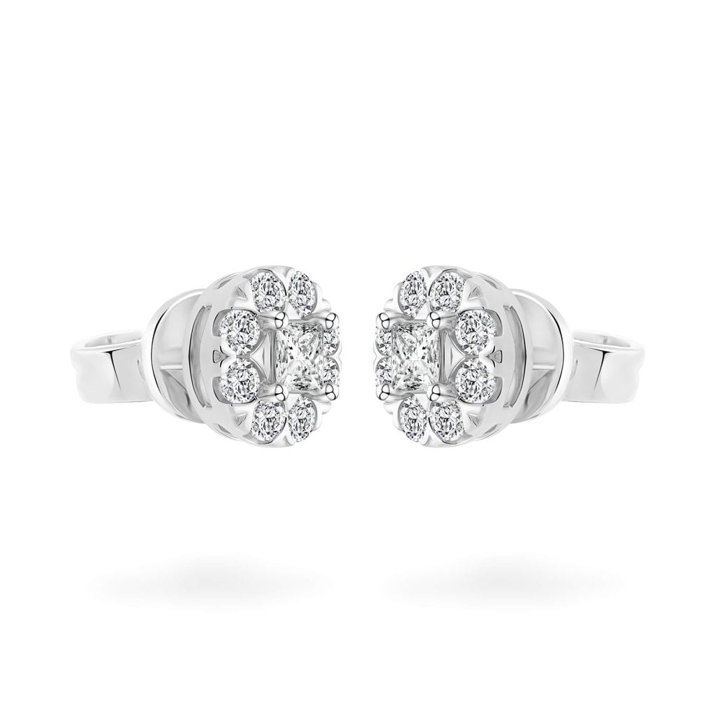 Hoa tai vàng trắng 14K gắn kim cương DOJI AFER400152F2DA1 