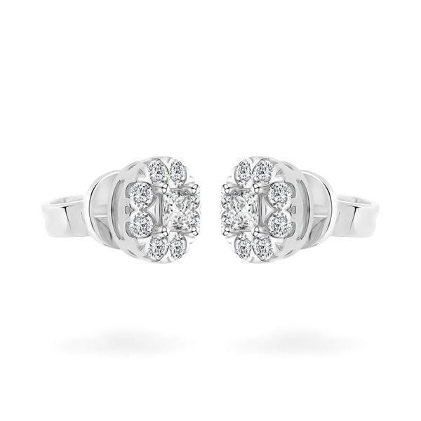 Hoa tai vàng trắng 14K gắn kim cương DOJI AFER400152F2DA1