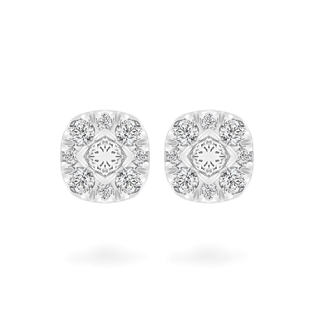 Hoa tai vàng trắng 14K gắn kim cương DOJI AFER400155F2DA1 