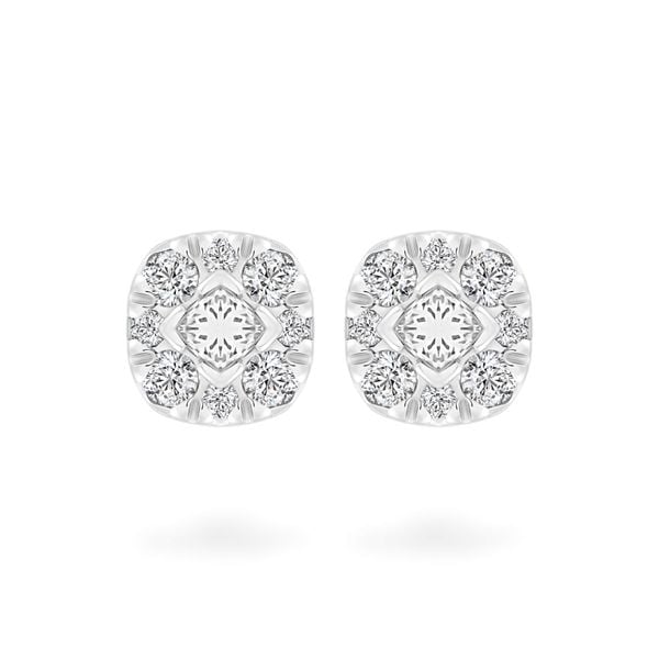 Hoa tai vàng trắng 14K gắn kim cương DOJI AFER400155F2DA1