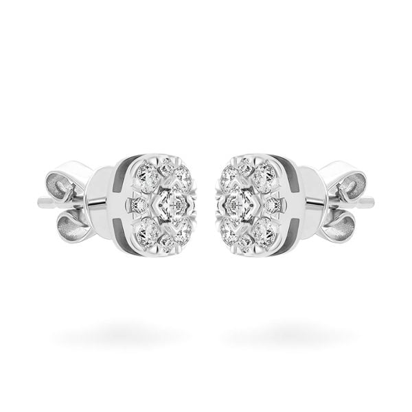 Hoa tai vàng trắng 14K gắn kim cương DOJI AFER400155F2DA1