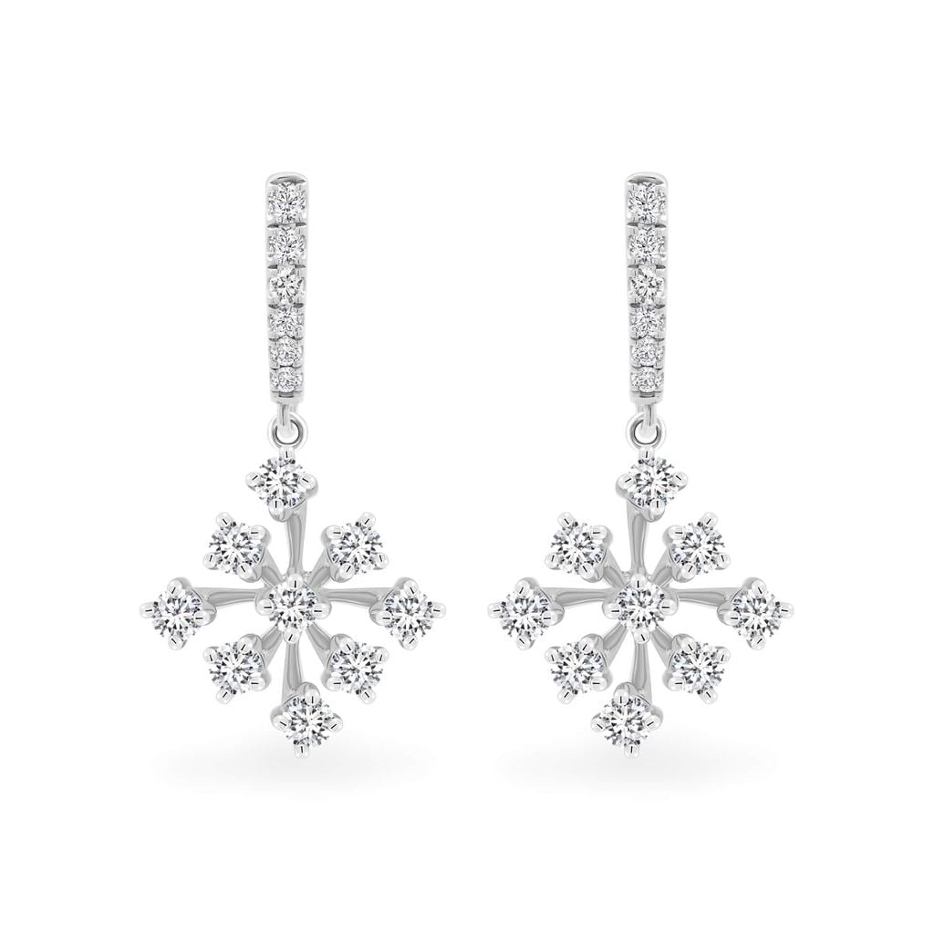 Hoa tai vàng trắng 14K gắn kim cương DOJI AFER400159F2DA1 