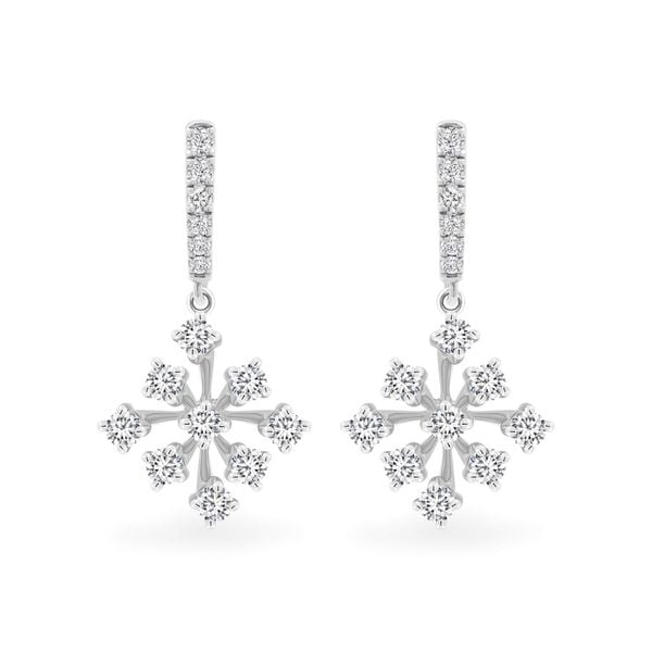 Hoa tai vàng trắng 14K gắn kim cương DOJI AFER400159F2DA1
