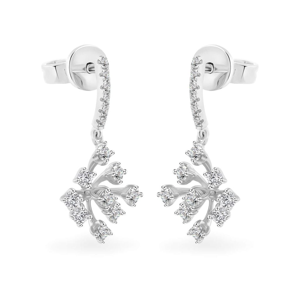 Hoa tai vàng trắng 14K gắn kim cương DOJI AFER400159F2DA1 