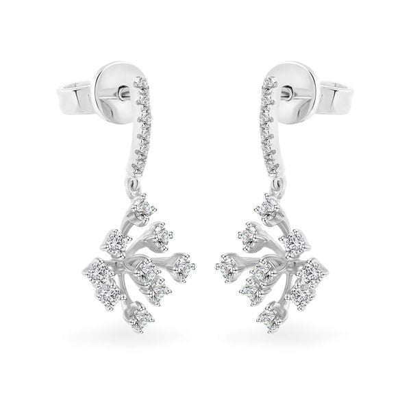 Hoa tai vàng trắng 14K gắn kim cương DOJI AFER400159F2DA1