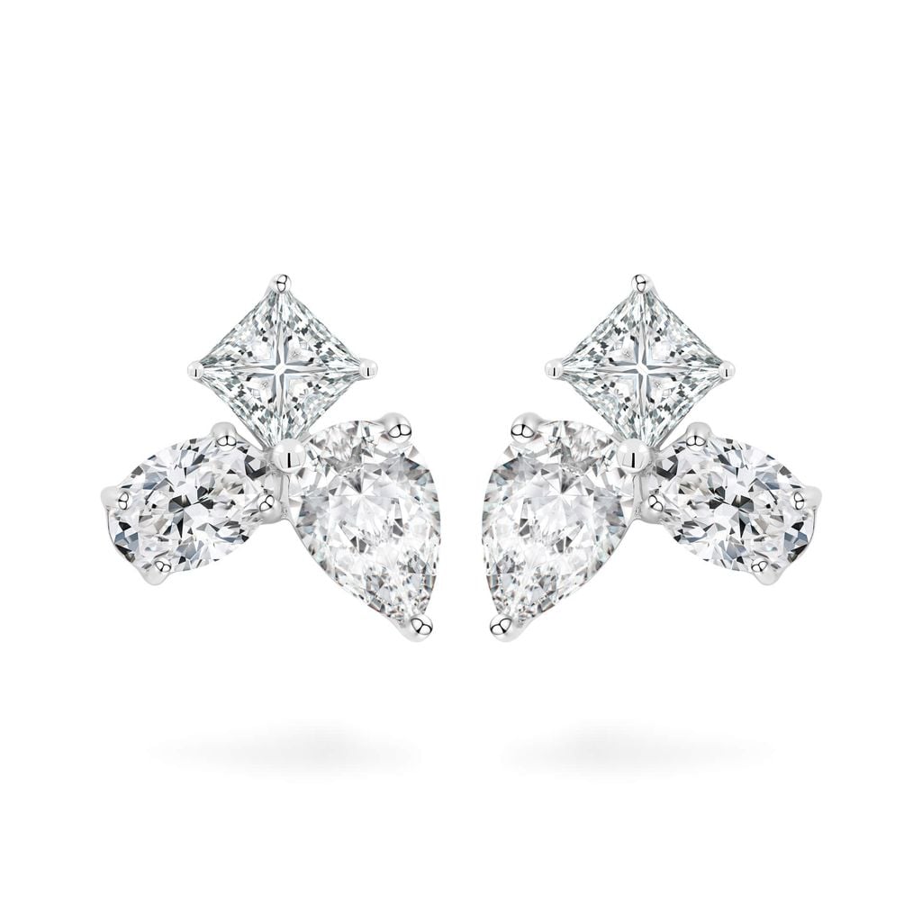 Hoa tai vàng trắng 14K gắn kim cương DOJI AFER400216F2DA1 