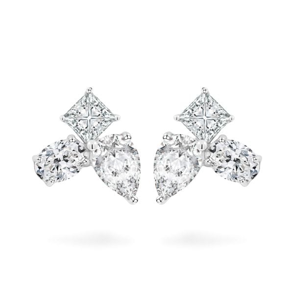 Hoa tai vàng trắng 14K gắn kim cương DOJI AFER400216F2DA1