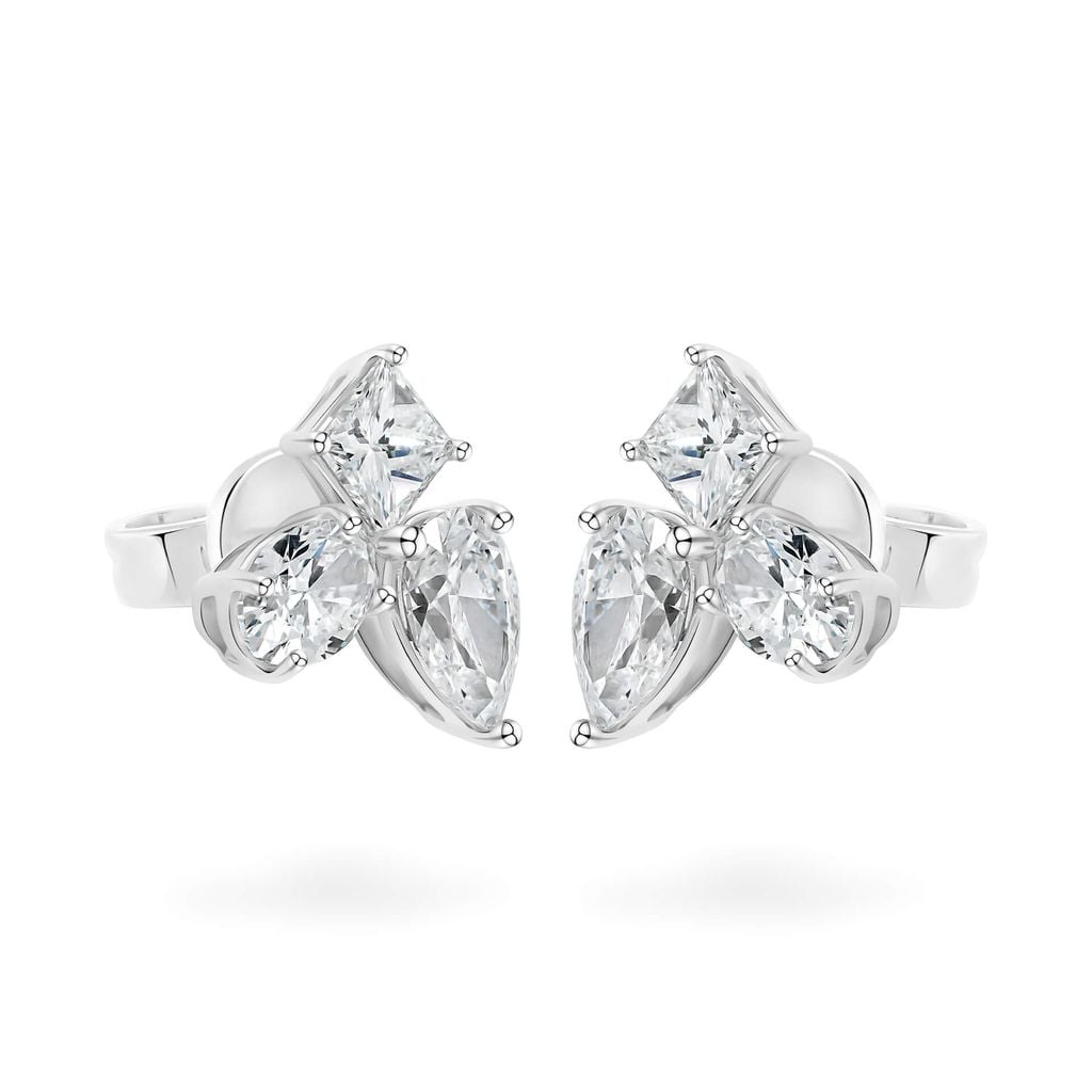 Hoa tai vàng trắng 14K gắn kim cương DOJI AFER400216F2DA1 