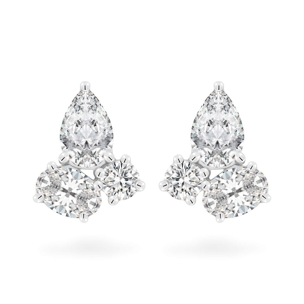 Hoa tai vàng trắng 14K gắn kim cương DOJI AFER400217F2DA1 