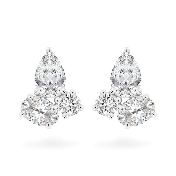 Hoa tai vàng trắng 14K gắn kim cương DOJI AFER400217F2DA1