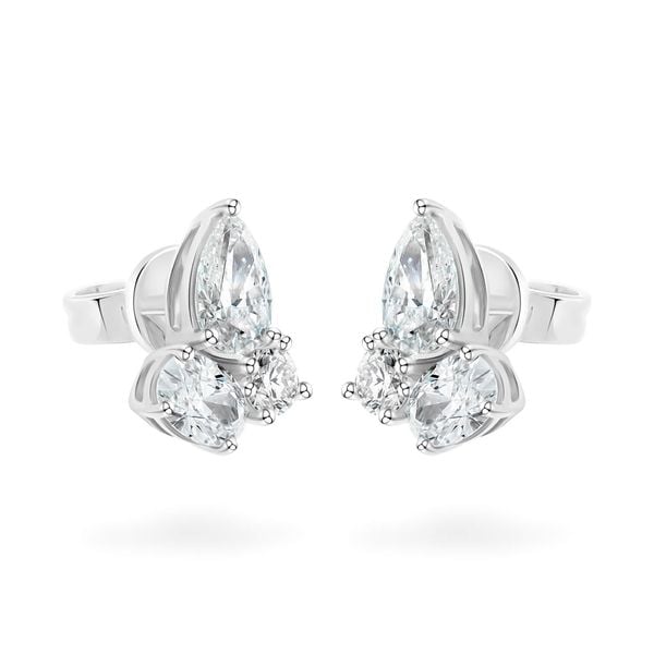 Hoa tai vàng trắng 14K gắn kim cương DOJI AFER400217F2DA1