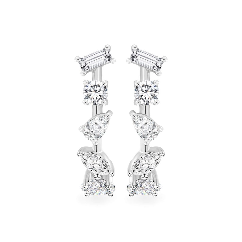 Hoa tai vàng trắng 14K gắn kim cương DOJI AFER400218F2DA1 