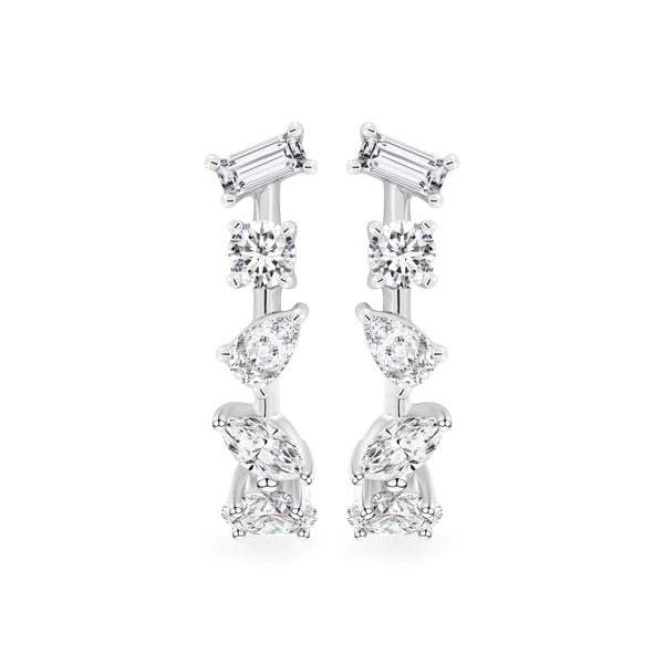 Hoa tai vàng trắng 14K gắn kim cương DOJI AFER400218F2DA1