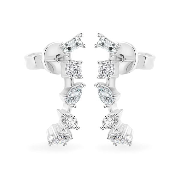 Hoa tai vàng trắng 14K gắn kim cương DOJI AFER400218F2DA1