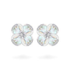 Hoa tai vàng trắng 14K gắn kim cương DOJI AFER400220F2DA1